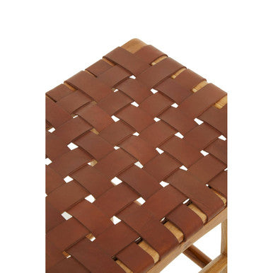 Kendari Light Brown Leather Stool