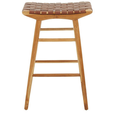 Kendari Light Brown Leather Stool
