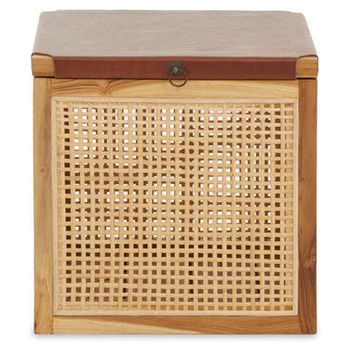 Kendari Rattan and Leather Storage Box Side Table - Image 5
