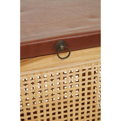 Kendari Rattan and Leather Storage Box Side Table