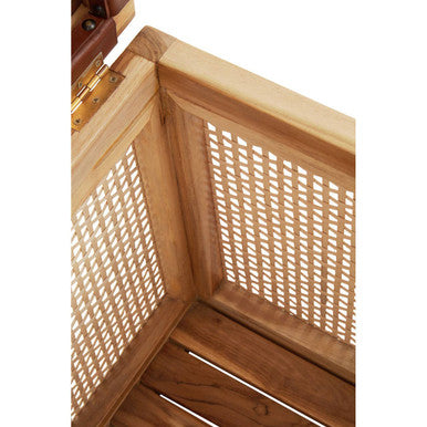 Kendari Rattan and Leather Storage Box Side Table