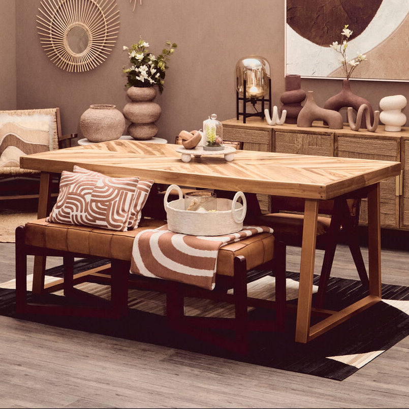 Kendari Natural Teak Wood Dining Table - Image 1