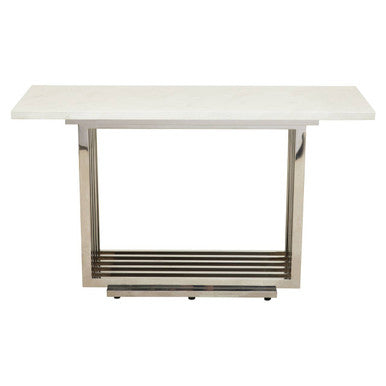 Moda White Faux Marble Console Table With Silver Finish Frame - Image 1