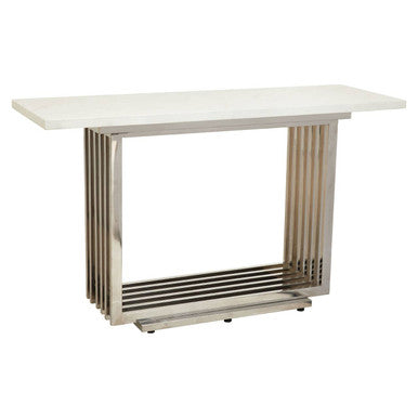 Moda White Faux Marble Console Table With Silver Finish Frame - Image 2