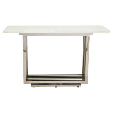 Moda White Faux Marble Console Table With Silver Finish Frame - Image 8