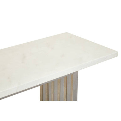 Moda White Faux Marble Console Table With Silver Finish Frame - Image 4