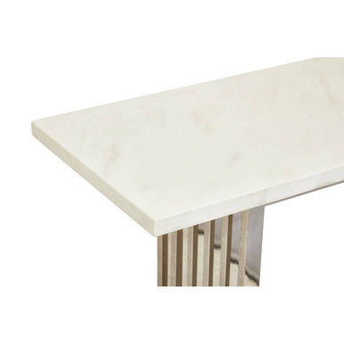 Moda White Faux Marble Console Table With Silver Finish Frame - Image 5