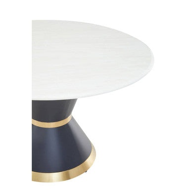Moda White Faux Marble Top Dining Table
