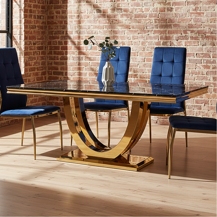 Moda Black Faux Marble Rectangular Dining Table - Image 1