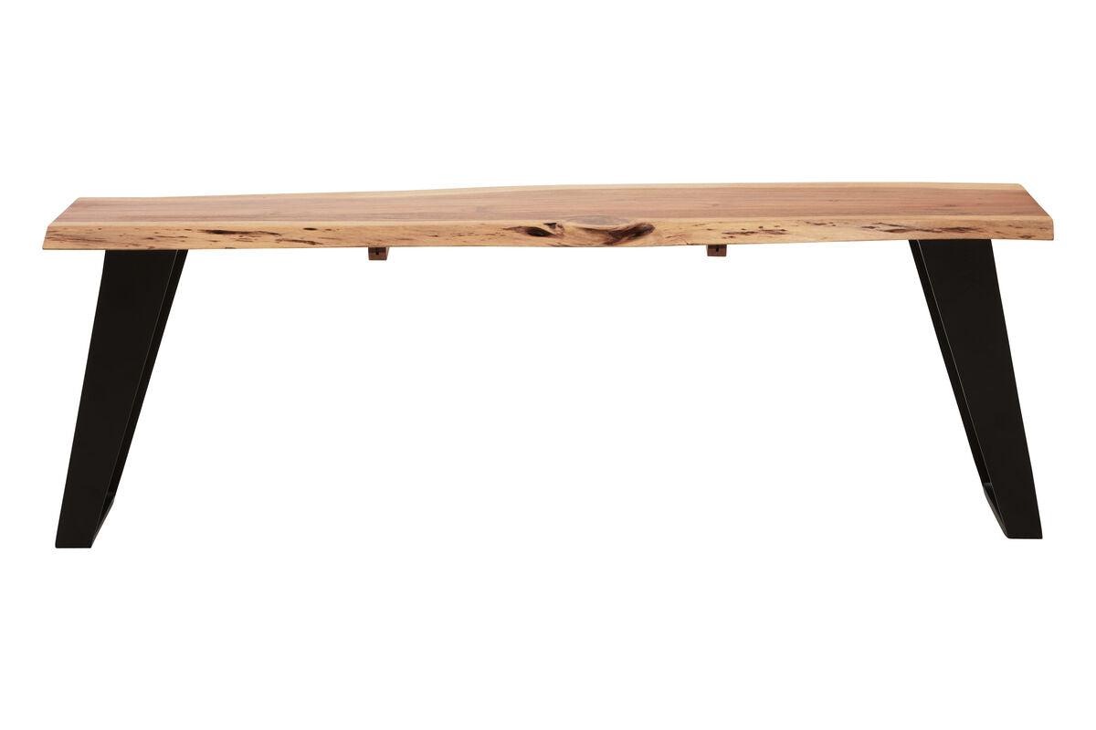 Surax Acacia Wood And Looped Iron Base Bench