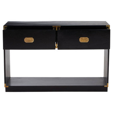 Sarter Two Drawer Black Mango Wood Console Table - Image 5
