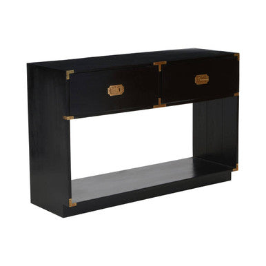 Sarter Two Drawer Black Mango Wood Console Table - Image 2