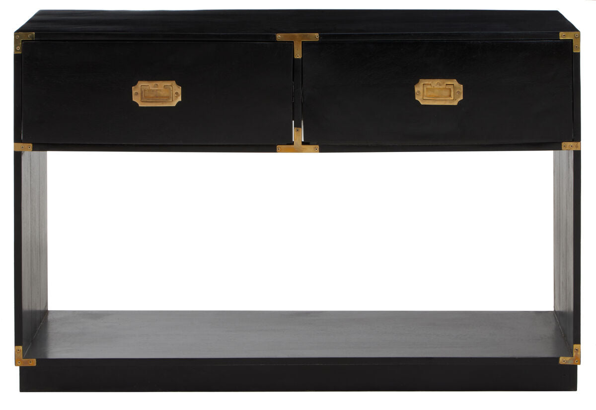 Sarter Two Drawer Black Mango Wood Console Table - Image 1