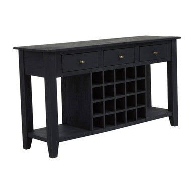 Fusion Black Mango Wood Console Table with Wine Storage - Image 2