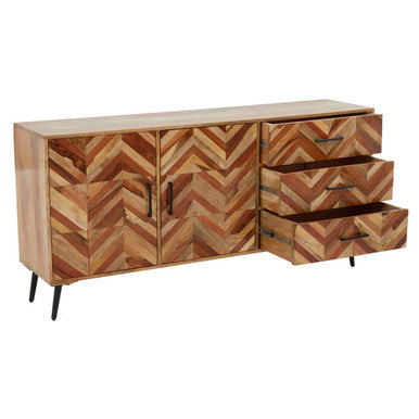 Boho Two Door and Three Drawer Mango Wood Sideboard
