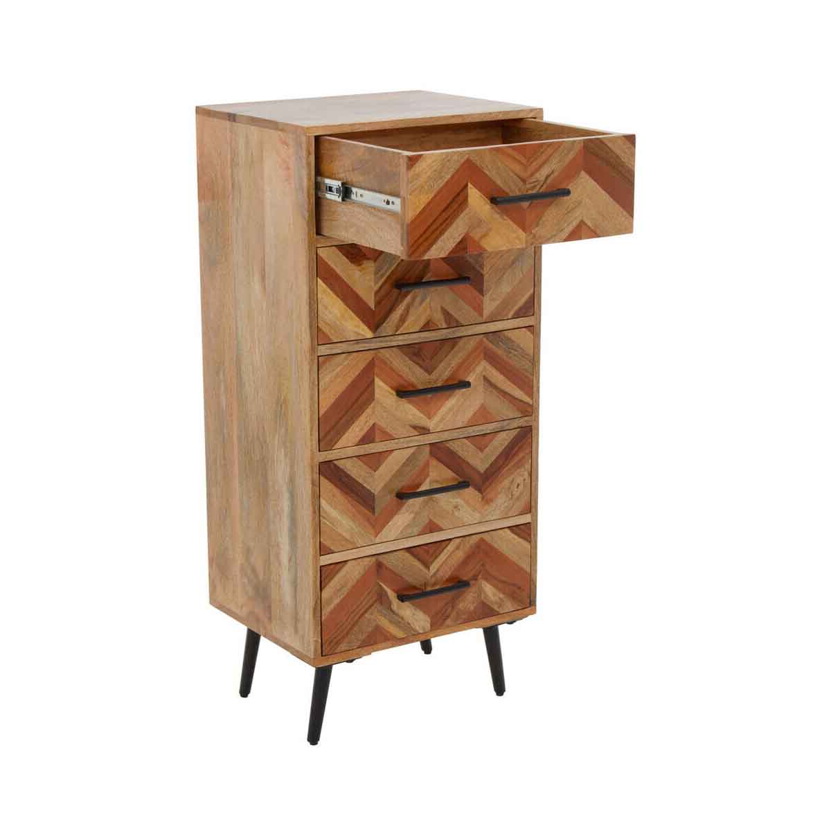 Boho Five Drawer Mango Wood Chest