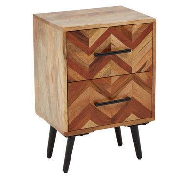 Boho Two Drawer Bedside Table In Mango Wood - Image 4