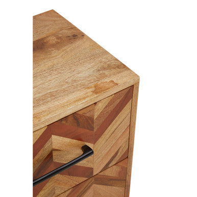 Boho Two Drawer Bedside Table In Mango Wood - Image 11