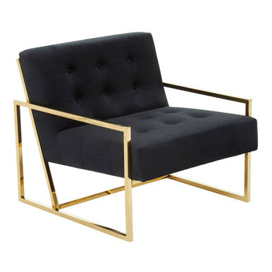 Azalea Black Velvet Lounge Chair - Image 2