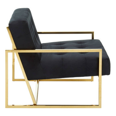 Azalea Black Velvet Lounge Chair - Image 3