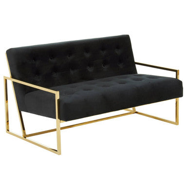 Azalea Two Seat Black Velvet Sofa