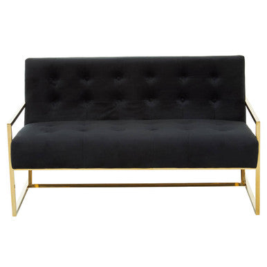 2 Seater Black Velvet Sofa, Azalea - Image 2