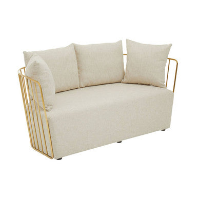 2 Seater Natural Fabric Sofa, Azalea - Image 3