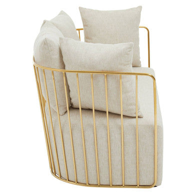2 Seater Natural Fabric Sofa, Azalea - Image 4