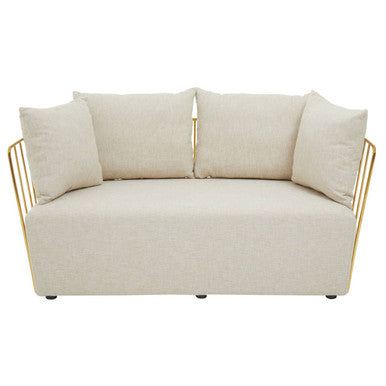 2 Seater Natural Fabric Sofa, Azalea - Image 6
