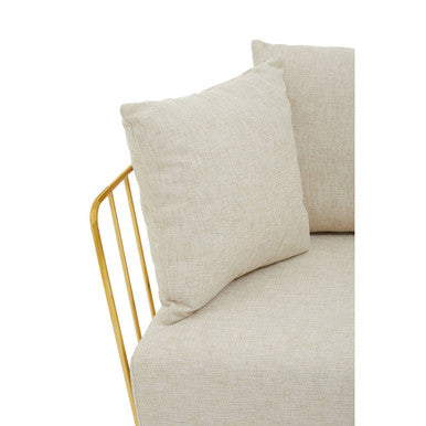 2 Seater Natural Fabric Sofa, Azalea - Image 7