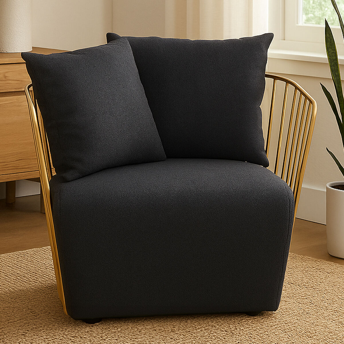 Azalea Black Fabric and Metal Chair - Image 1