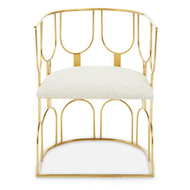Azalea Natural Fabric And Gold Finish Chair - Image 8