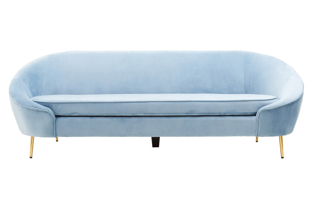 3 Seater Aqua Blue Velvet Sofa, Yasmeen - Image 2