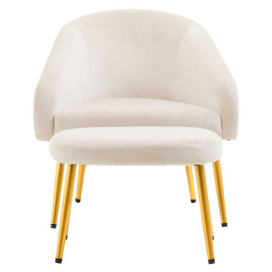 Beige chair with gold legs on a white background