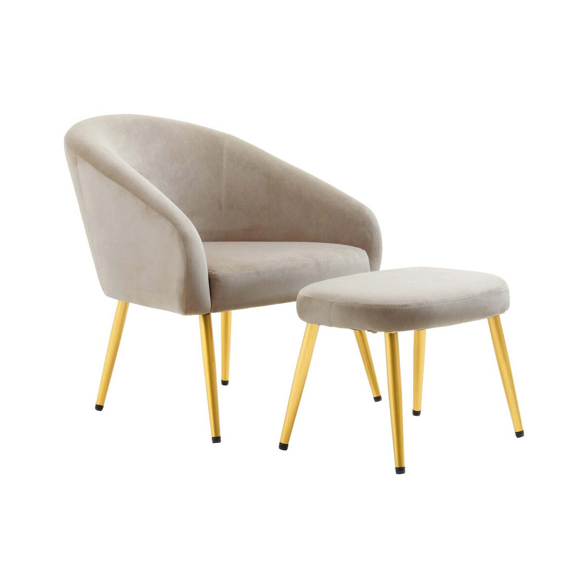 Yasmeen Mink Velvet Chair And Footstool