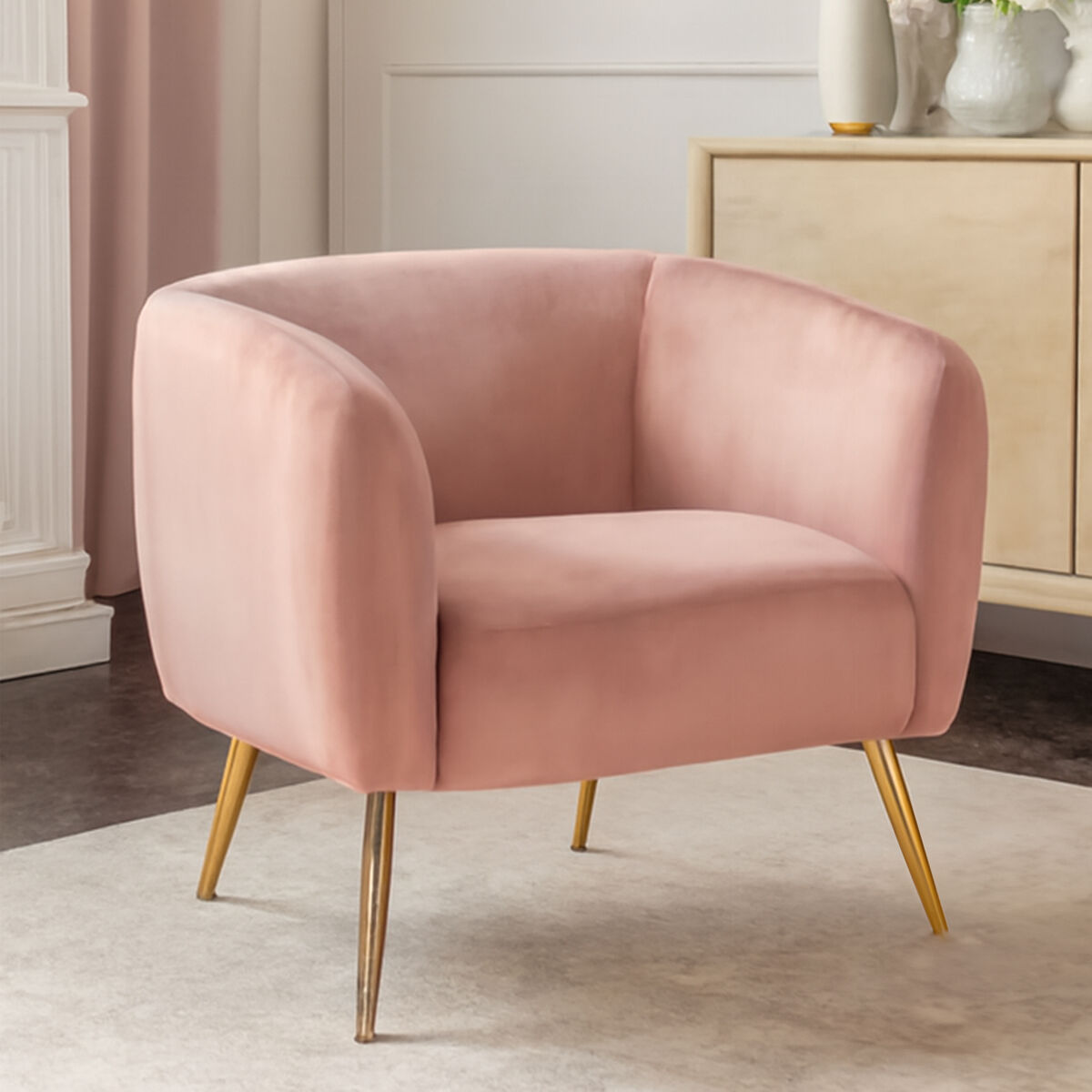 Yasmeen Pink Velvet Armchair - Image 1