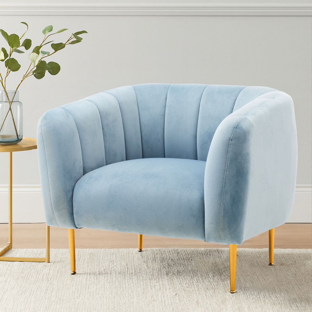 Yasmeen Blue Velvet Armchair - Image 1