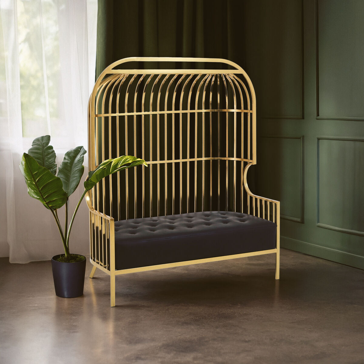 2 Seater Gold Dome Cage Sofa, Eliza - Image 1