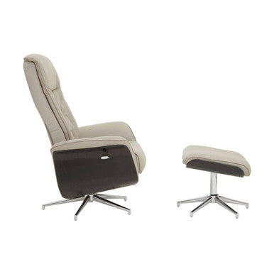 Warrington Mink Leather Effect Recliner And Footstool - Image 5