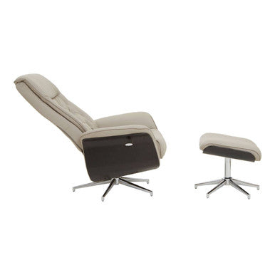 Warrington Mink Leather Effect Recliner And Footstool - Image 6
