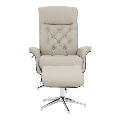 Warrington Mink Leather Effect Recliner And Footstool - Image 2
