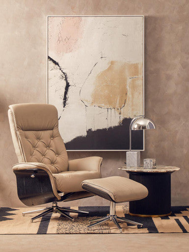 Warrington Mink Leather Effect Recliner And Footstool