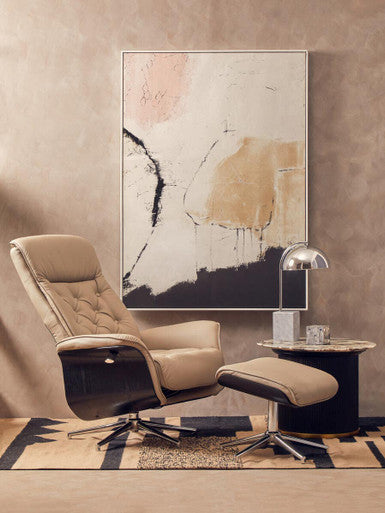 Warrington Mink Leather Effect Recliner And Footstool - Image 3