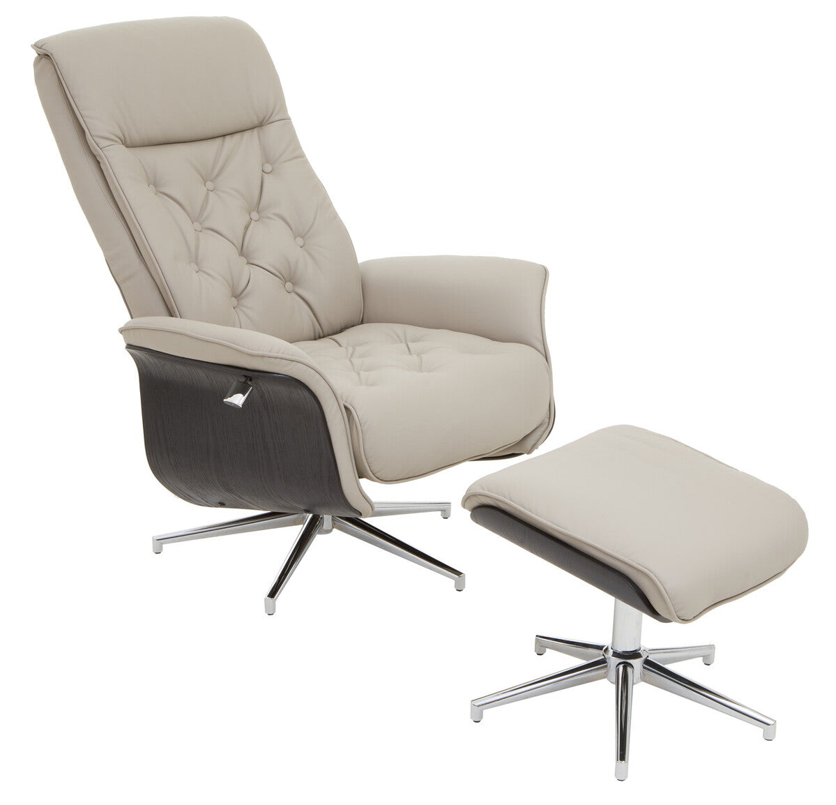 Warrington Mink Leather Effect Recliner And Footstool - Image 4