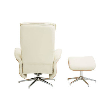 Warrington Ivory Leather Effect Recliner And Footstool - Image 6