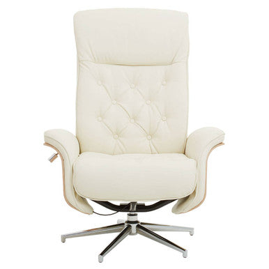 Warrington Ivory Leather Effect Recliner And Footstool - Image 8