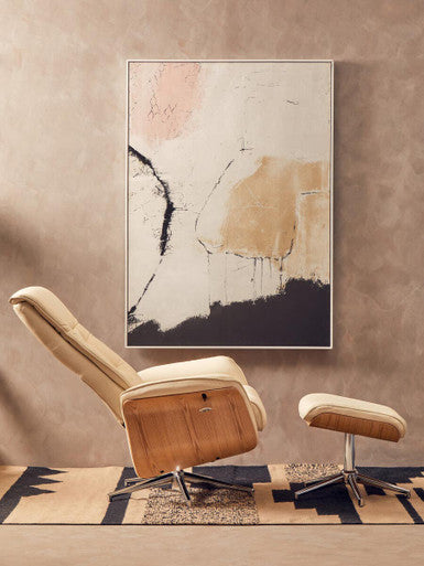 Warrington Ivory Leather Effect Recliner And Footstool - Image 3