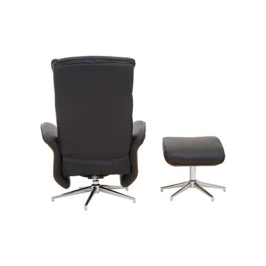Warrington Black Leather Effect Recliner And Footstool - Image 7