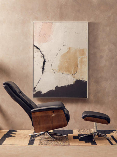 Warrington Black Leather Effect Recliner And Footstool - Image 3