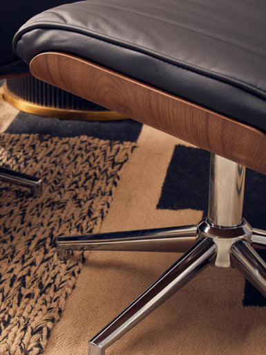 Warrington Black Leather Effect Recliner And Footstool - Image 11